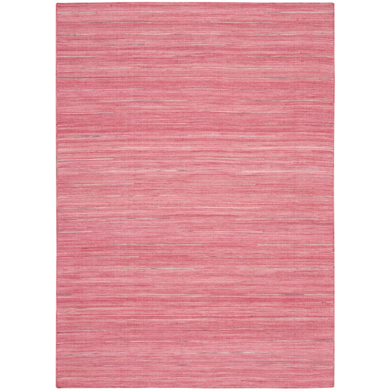 Anerinda Solid Hand Loomed Wool/Cotton Area Rug in Rose Pink, Rectangle 6' x 9'