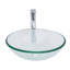 Lavabo vasque en verre trempé, lavabo de salle de bain avec robinet chromé et bonde escamotable