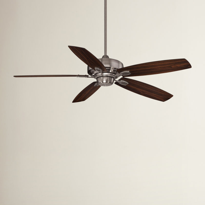 52" Peever 5 - Blade Standard Ceiling Fan in Brushed Pewter with Hickory Blades with Pull Chain