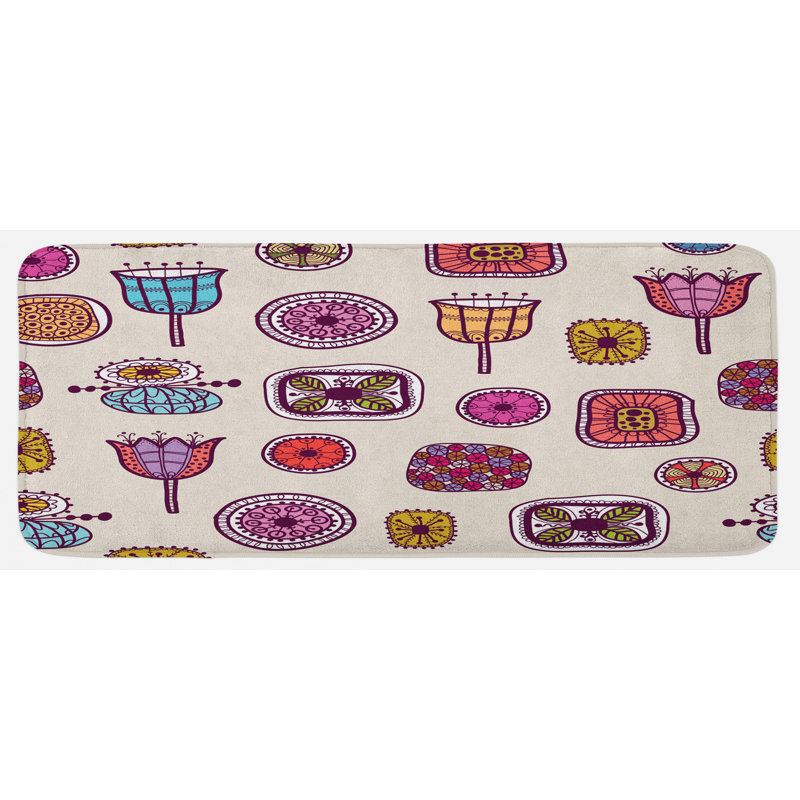 Tapis de cuisine multicolore dessiné à la main