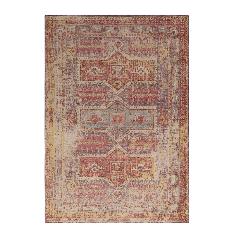 Distressed Homage Hand Knotted Wool Geometric Area Rug, Runner 3' x 8'