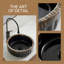 Lavabo vasque de salle de bain sur comptoir noir 15 po x 15 po, rebord doré, installation par le haut, bonde escamotable et robinet non inclus