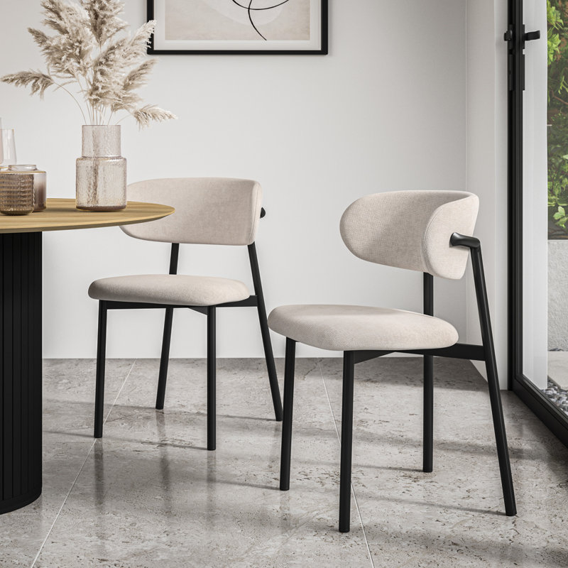 Linen Upholstered Upholstered Back Side Chair, Beige