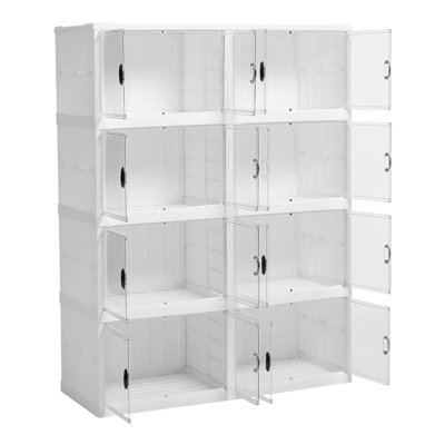 8 Pair Stackable Shoe Storage Cabinet