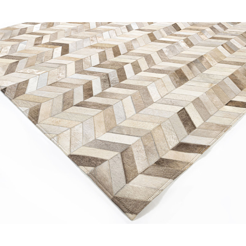 Billie Cowhide Geometric Rug, Rectangle 6' x 8'