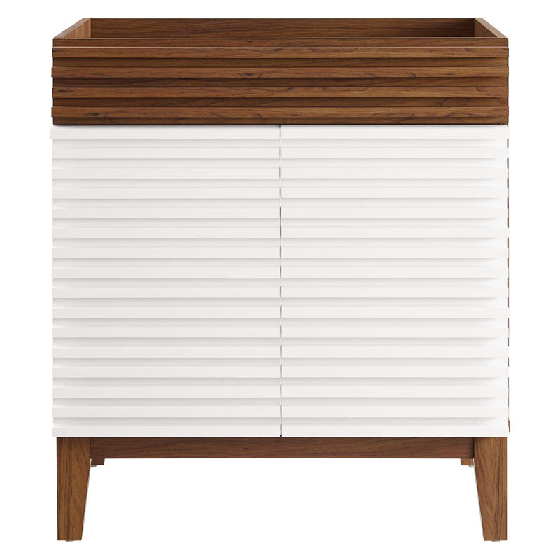 Base de meuble-lavabo simple 29 po Modway Render, Blanc / Noyer