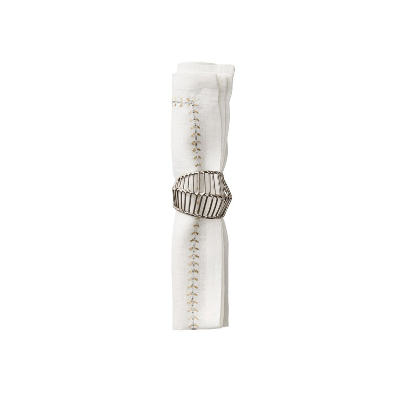 Jardin Napkin, White/Silver