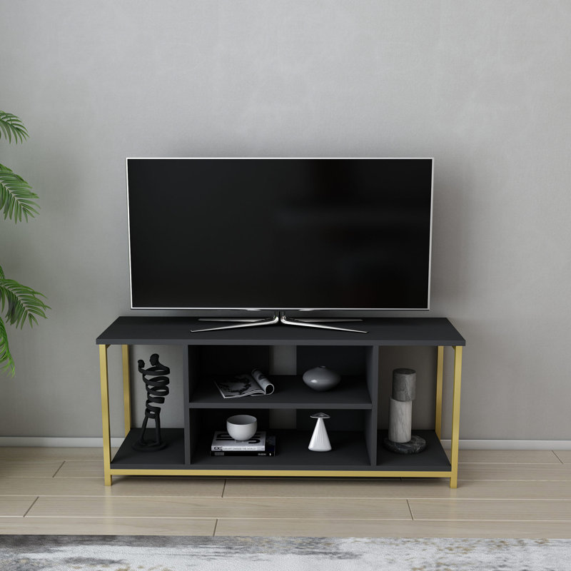 Meuble télé, Gris/doré