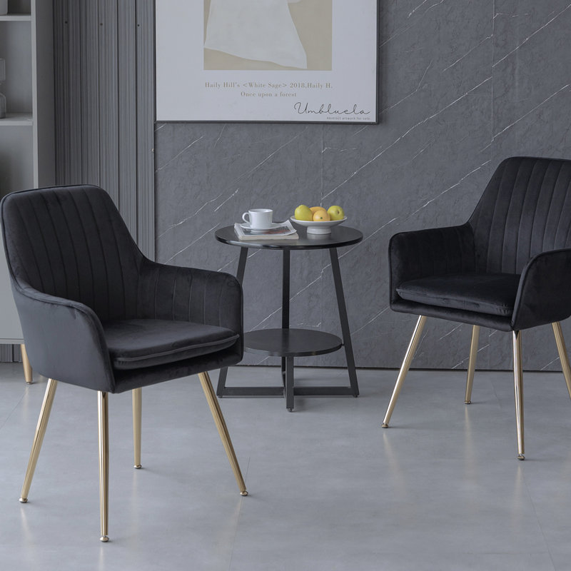 Chaises d'appoint avec pieds en métal, Noir