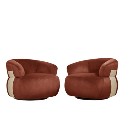 Hillip 360° Rotation Modern Swivel Upholstered Accent Barrel Chair for Living Room & Apartment & Bedroom