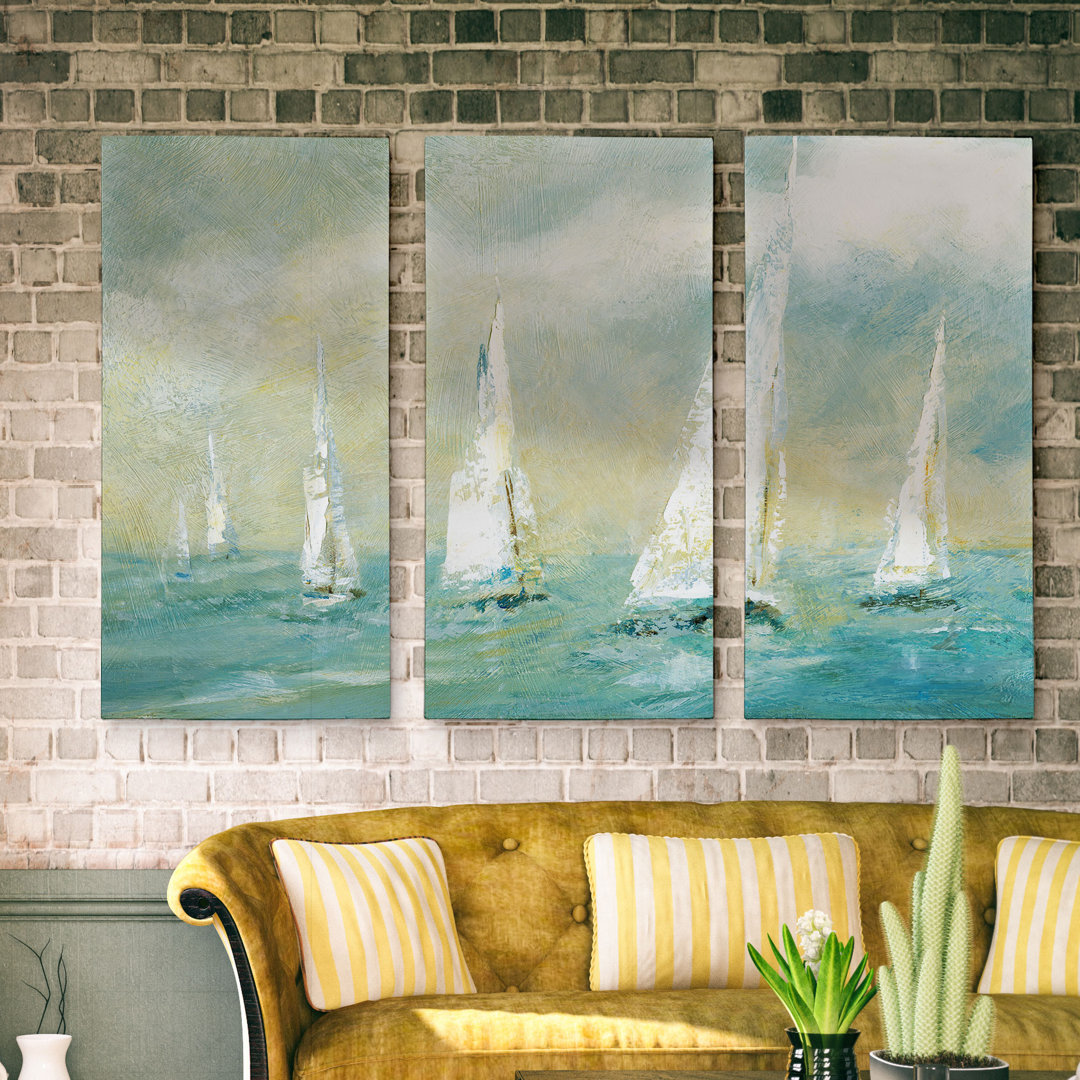Ocean Breeze - 3 Piece Painting Set on Canvas Beachcrest Home™ 