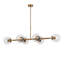 Lustre moderne en cuivre, hauteur réglable, 43,3 x 15,7 x 13,8 à 25,9 pouces | Corps en métal avec capuchons en verre, 6 x douilles E14 de 40 W maximum | Conception rétro glamour pour espaces scandinaves et contemporains, indice de protection IP20-1577487279-1588321341