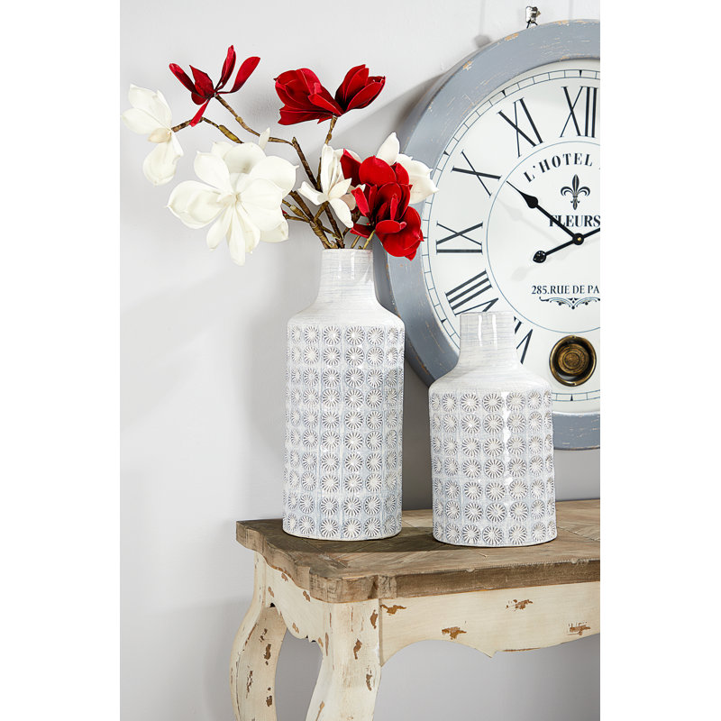 Vase de table rond en céramique, H 18,25 po x l 7,70 po x P 7,70 po