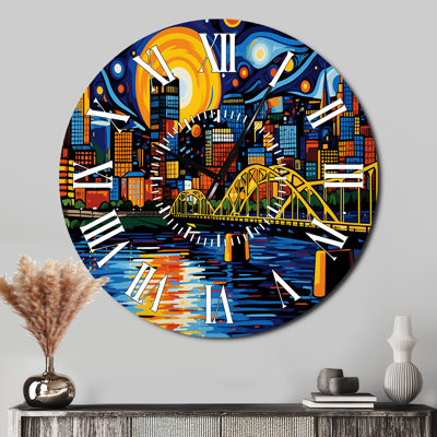 City Pittsburgh Popart I - Pittsburgh White Face Wall Clock