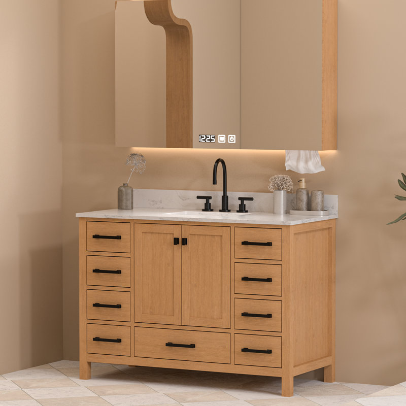 Ensemble de meuble-lavabo simple 48 po avec comptoir en pierre artificielle sans miroir 48 po, 1, 48