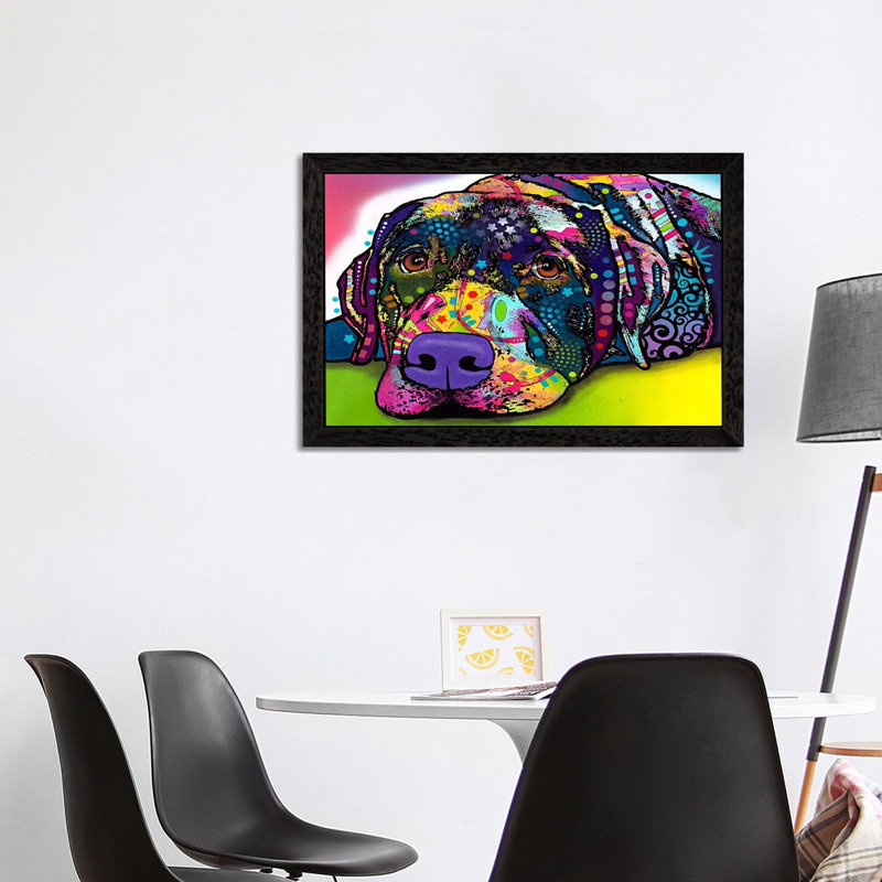 Savvy Labrador by Dean Russo - Print on Canvas, 152.5 cm H x 101.5 cm W, Black Framed
