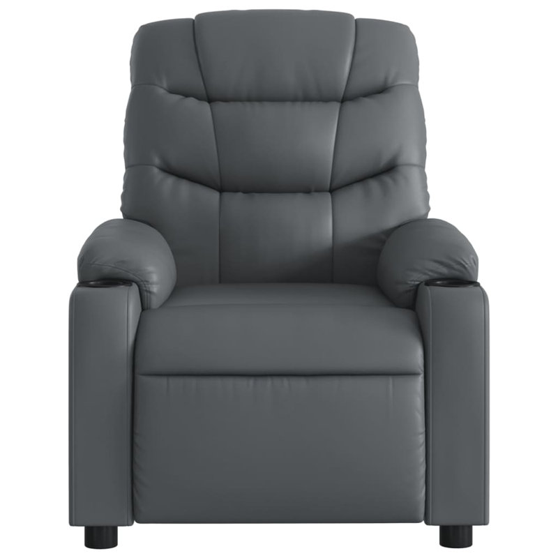 Faux Leather Recliner, Gray Faux Leather