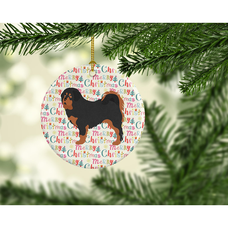 Ornement suspendu en forme de joyeux Noël mastiff tibétain