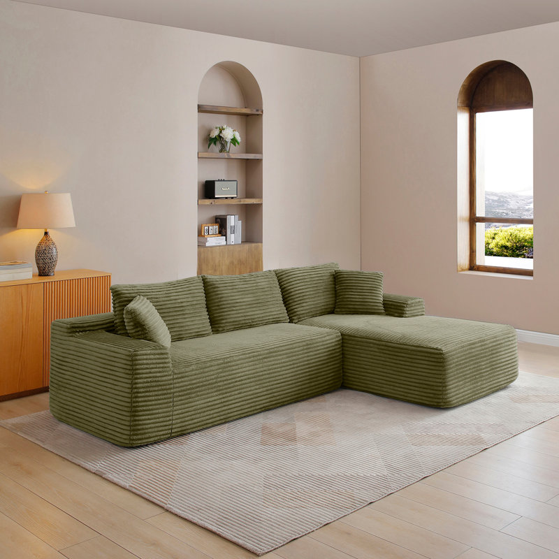 Canapé modulaire 105 po, canapé modulaire Cloud avec assise profonde, canapé modulaire moderne en L avec méridienne, fauteuils rembourrés pour salon, sans assemblage, (VERT)