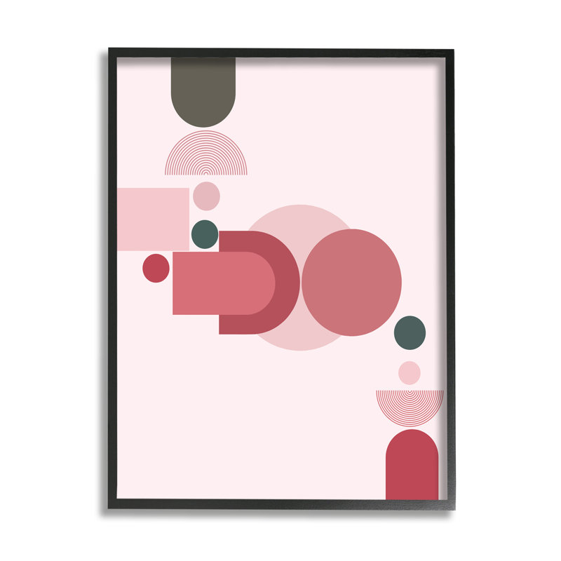 Stupell Industries Pink Varied Geometric Shapes Framed Giclee Art Design By Lil' Rue, Giclée encadrée noir minuit