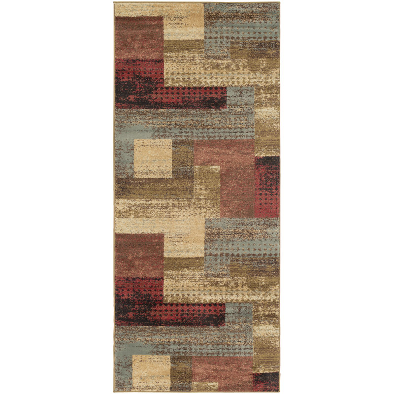 Tapis à motif géométrique brun Fegan, Tapis de couloir : 3 pi x 7 pi 2 po