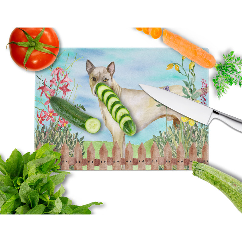 Planche à découper à ressorts en verre trempé caroline, Chien thaïlandais à crête dorsale