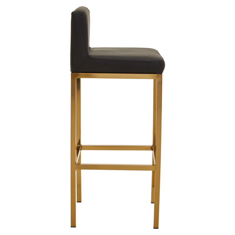 Madeline Upholstered Counter Stool with Metal Frame, Black, Gold