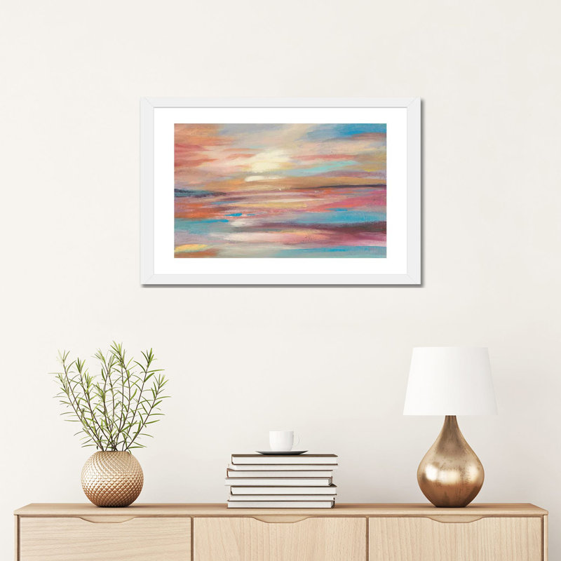 «Sunset Light IV» par Jennifer Goldberger - reproduction d'art sur toile, H 16 po x l 24 po x P 1 po, Papier encadré blanc