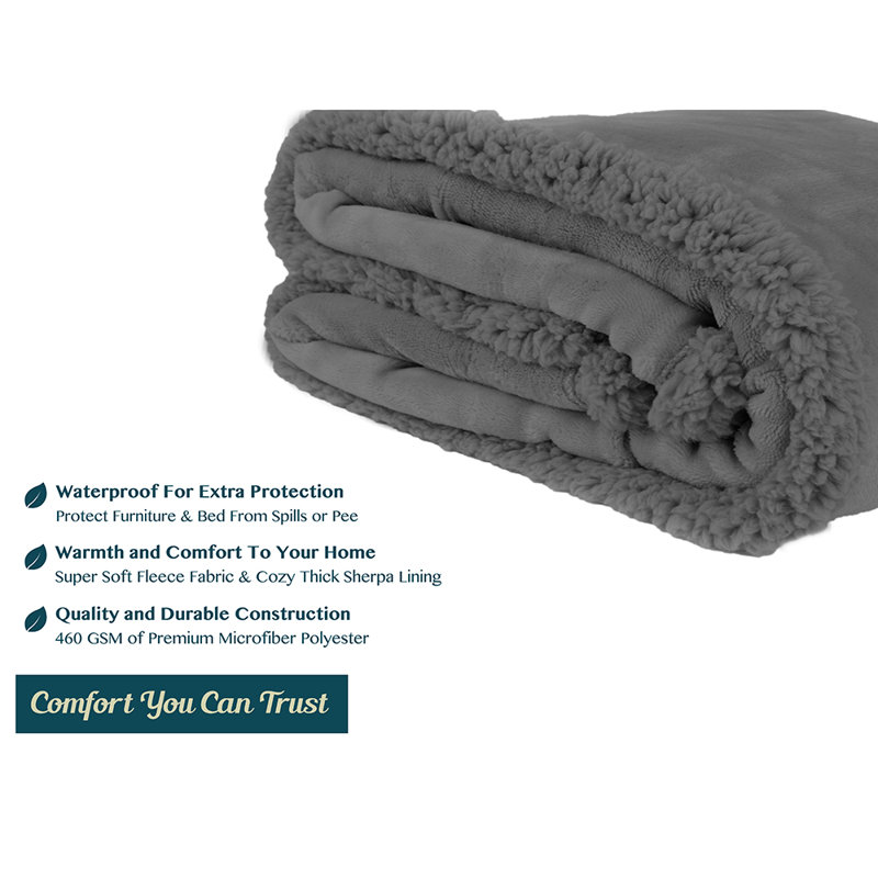 Charcoal Twin Reversible Sherpa Fleece Blanket