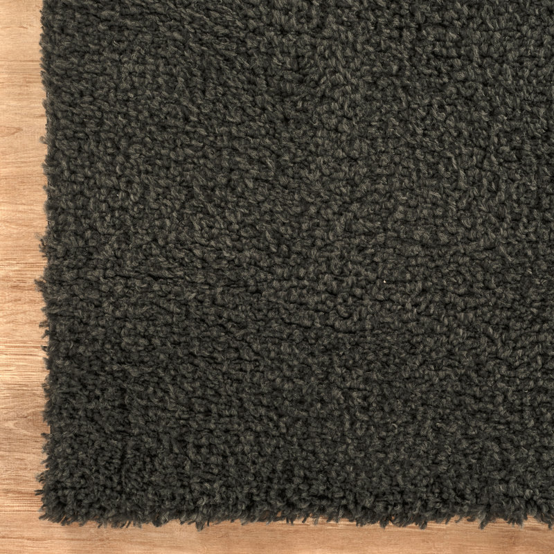 Pure Charcoal &  Solid Shag Modern Rug, Charcoal/, 7'8" x 10'2"