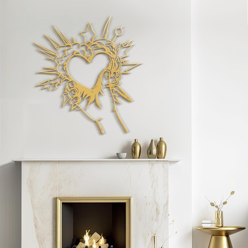 I Love You Heart Modern, Doré, H 18 po x l 16,51 po x P 0,05 po