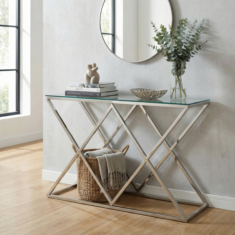 Kranz 47.25'' Glass Top Console Table