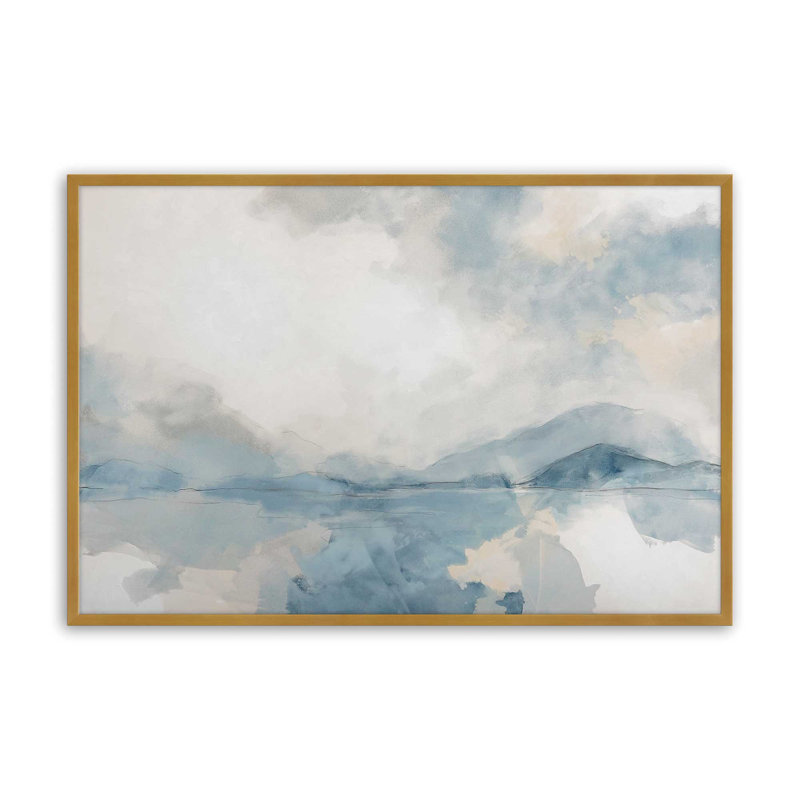 Imprimé de reflets bleus brumeux, Or poli, H 12,25 po x l 15,25 po