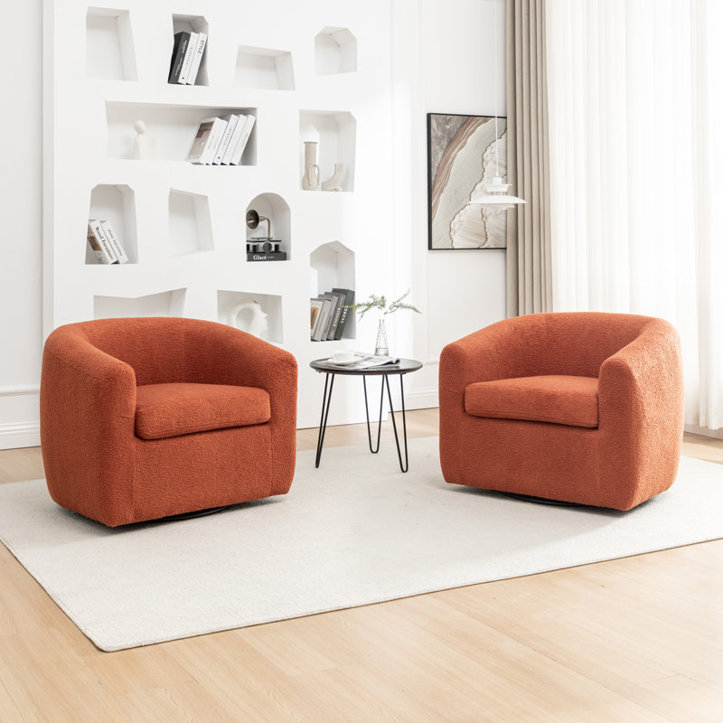 Odey 33.5” half-barrel swivel chair, Orange moelleux