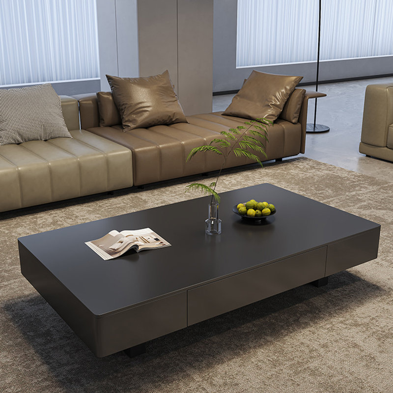 Italian style Minimalist coffee table, 13.8" H x 55.1" L x 27.6" W, Black