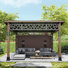 12 FT X 14 FT Outdoor Modern Hardtop Slope Roof Gazebo With Side Privacy Screen and 4 Storage Pouches