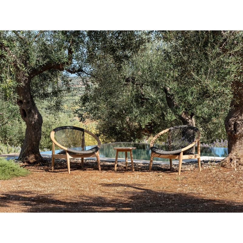 Frida Outdoor Lounge Chair, Black/Oak