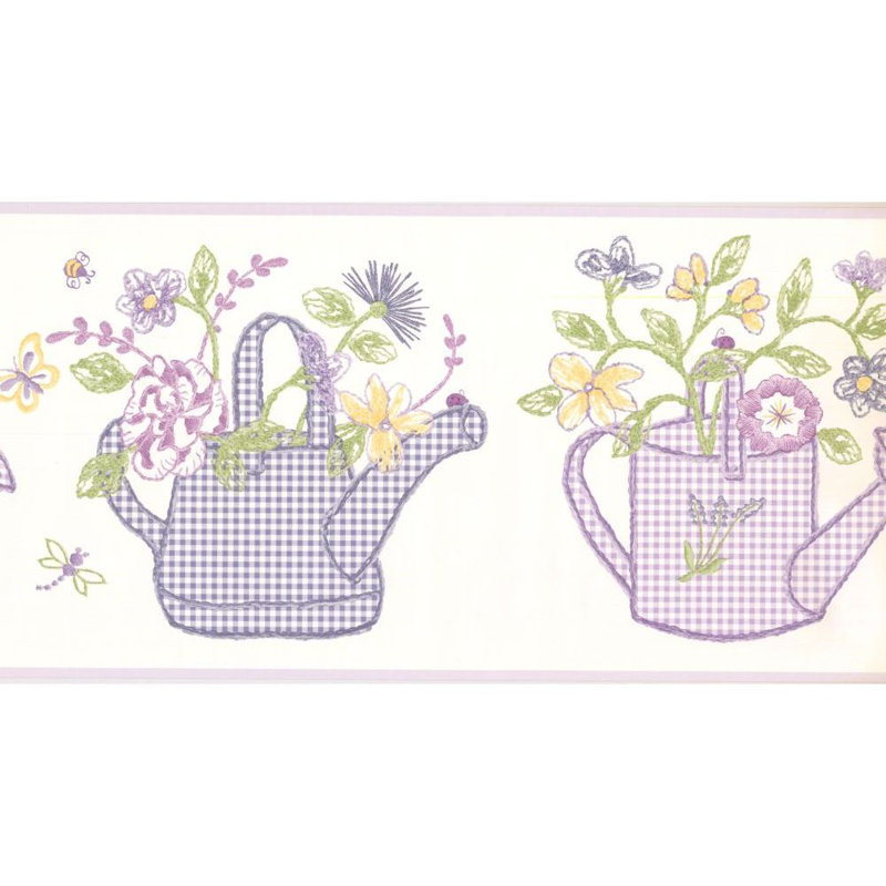 Bordure de papier peint L 15 pi x l 10 po Kaidin, Mauve / Vert / Jaune