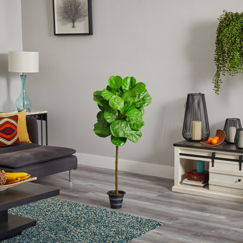 Figuier à feuilles artificielle en pot, H 48 po x l 15 po x P 15 po