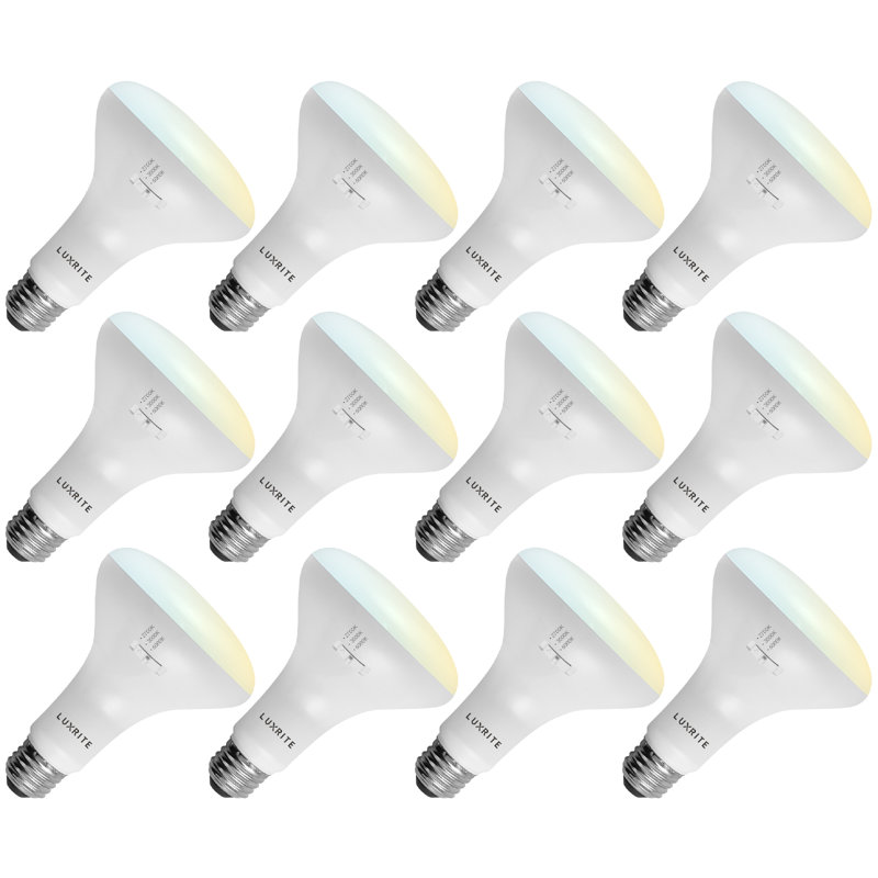 10 watts (équivalent à 65 watts), intensité variable BR30 à DEL, base CCT E26 à changement de couleur sélectionnable