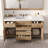 60-Inch Modern Bathroom Vanity with Sink,Large Storage,Soft-Close Drawers,Rattan Doors-2067154172