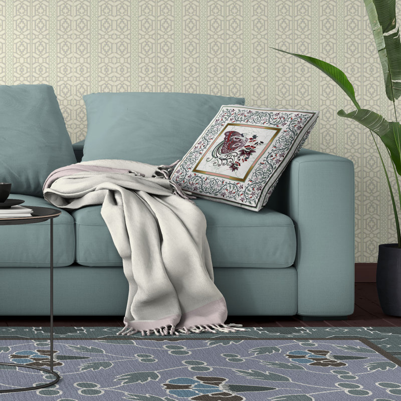 Harmony Haven  Square Throw Pillow, Green/Purple, 26"H x 26"W