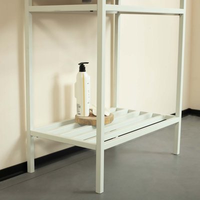 24'' Freestanding Bathroom Iron Shelves Without Basin, White