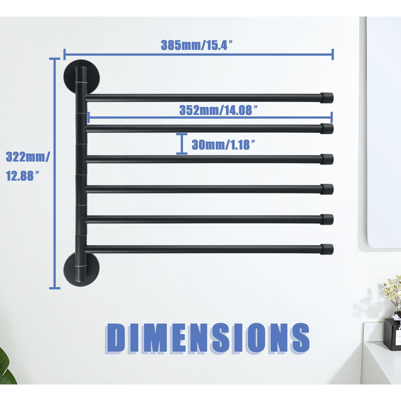 Stainless Steel Swivel Towel Rack with 6 Folding Arms
