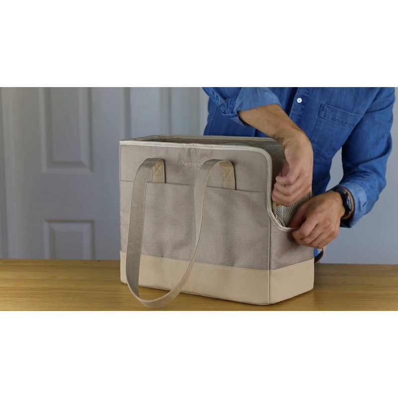 Taupe Soft-Sided Pet Carrier Tote with Faux Leather Handles