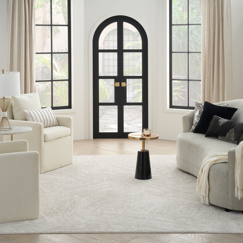Tapis d'intérieur moderne ivoire d'intérieur, Rectangle 9 pi x 12 pi