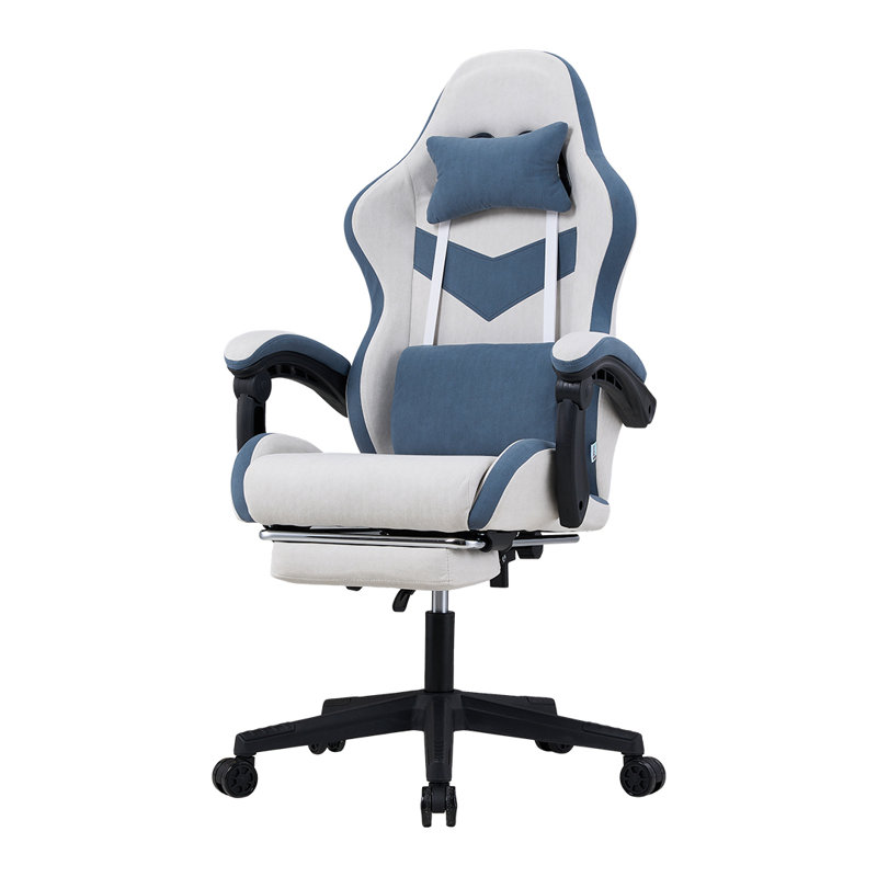 Brayden Studio PC & Racing Game Chair, White/Blue