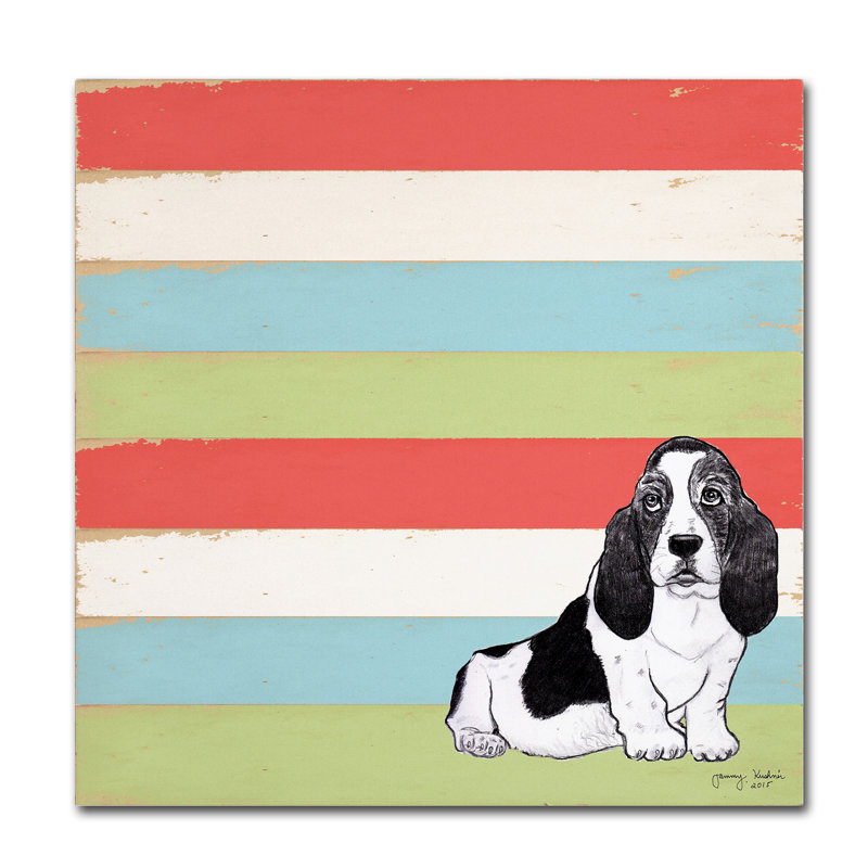 « basset hound iii », art sur toile, H 18 po x l 18 po