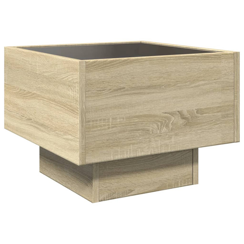 Table basse en bois d'ingénierie, verre, Brun, H 11,8 po x L 15,7 po x l 15,7 po