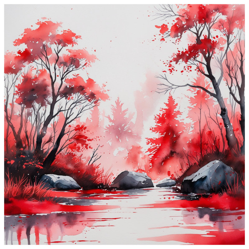 Rideaux de fenêtre Red Autumn Forest, voilage et rideaux occultant - 1 panneau, 50 po x 92 po - 1 panneau, Transparent